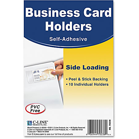 C Line Self Adhesive Business Card Holders 2 x 3 12 Clear Pack Of 10 -  Office Depot