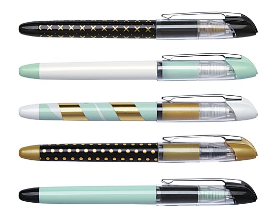 Divoga® Gold Struck Pen Set With Case, Assorted Colors