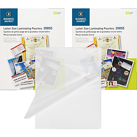 Business Source Letter Size Laminating Pouches - Sheet Size Supported: Letter 8.50
