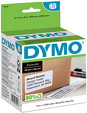 DYMO® White LabelWriter® Shipping Labels, 30256, 2 5/16" x 4",Roll Of 300