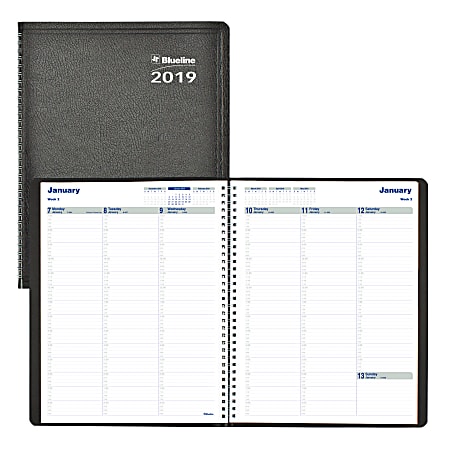 Blueline® Net Zero Carbon™ Weekly Planner, 8 1/2" x 11", 50% Recycled, FSC Certified, Black, January to December 2019