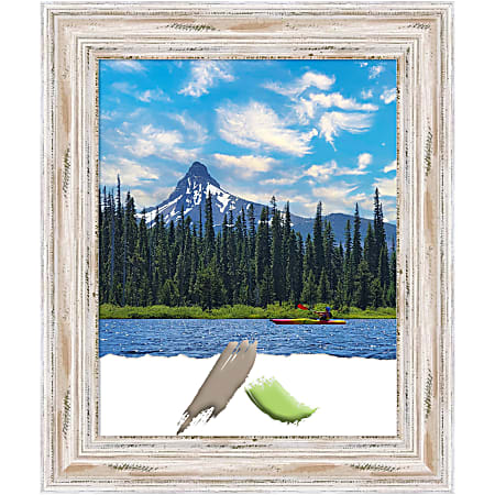 Amanti Art Rectangular Wood Picture Frame, 21” x 25”, Matted For 16” x 20”, Alexandria White Wash
