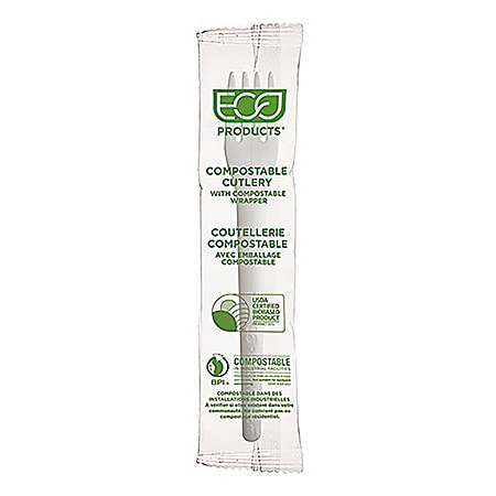 Eco-Products Plantware High-Heat PLA Compostable Forks, 6", White, Pack Of 1,000 Forks