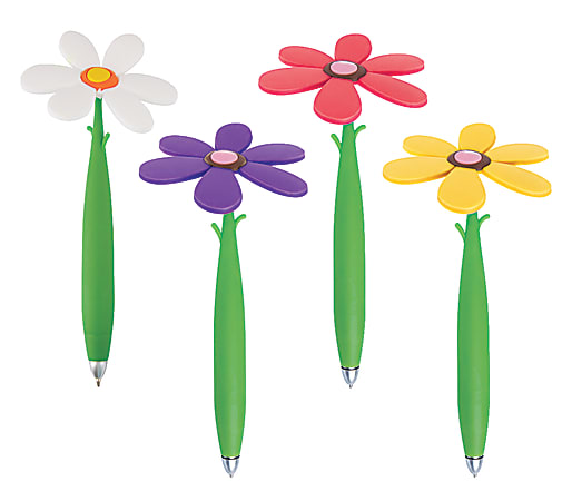 Ball Point Planner Pen, Click Top, Refillable, Colorful Floral Art