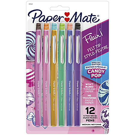 Paper Mate Flair Candy Pop Felt Tip Markers Medium Point 0.7mm Assorted  Colors Pack Of 12 - Office Depot