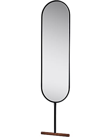 Adesso® Willy Oval Leaning Mirror, 65-1/8”H x 15”W x 1-1/4”D, Black/Walnut