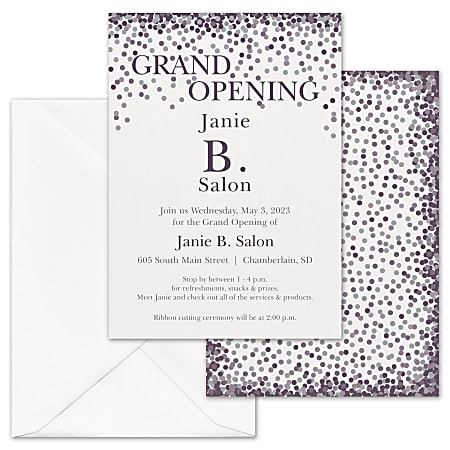 Custom Shaped Event Invitations With Envelopes, Confetti Grand