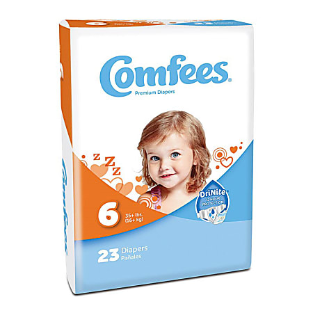 Attends® Comfees® Baby Diapers, Size 6, White, Pack Of 23