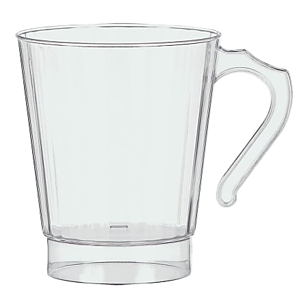 Amscan Premium Plastic Coffee Mugs, 8 Oz, Clear, 16 Mugs Per Pack, Case Of 2 Packs