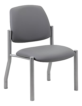 Boss Office Products Vinyl Mid Back Armless Guest Chair Gray