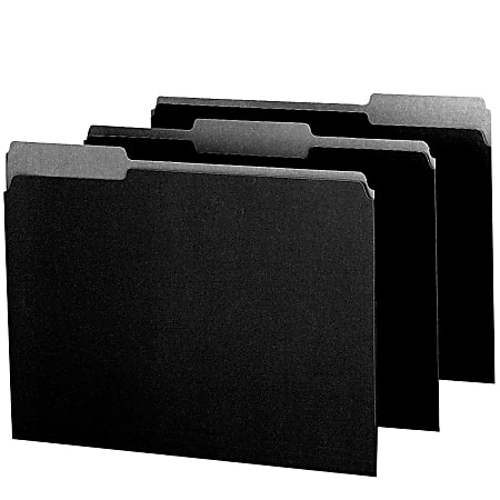 Oxford® 1/3-Cut Color Interior Folders, Letter Size, Black, Box Of 100