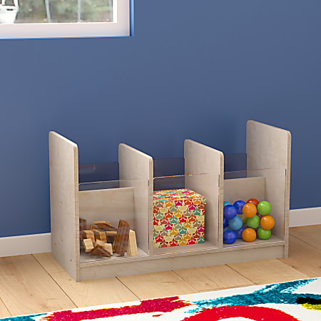 Flash Furniture Bright Beginnings Commercial-Grade Modular Double-Sided Multipurpose Wooden Classroom Storage Unit, Beech - MKKE24558
