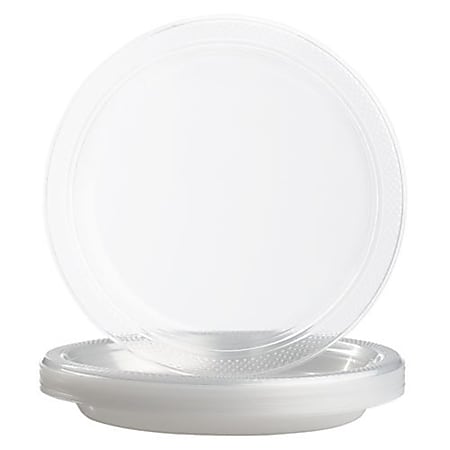 JAM PAPER Round Plastic Party Plates, Medium, 9 inch, Clear, 20/Pack 