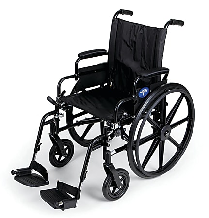 Medline Excel K4 Extra-Wide Lightweight Wheelchair, Swing Away, 20" Seat, Gray