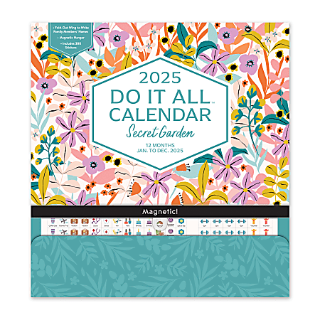 2025 Orange Circle Studio Monthly Do It All Wall Calendar, 12-13/16" x 12-1/4”, Secret Garden, January To December
