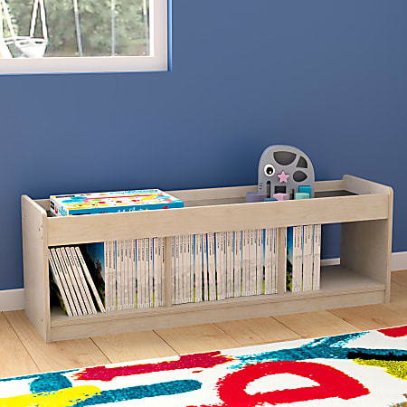 Flash Furniture Bright Beginnings Commercial-Grade Modular Wooden 2-Sided 3-Section Classroom Storage Unit, Beech - MKKE24596