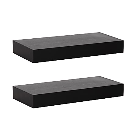 Uniek Kate And Laurel Havlock Wall Shelves, 2-1/4”H x 18”W x 8”D, Black, Set Of 2 Shelves