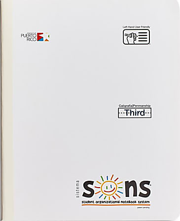 SONS System Second Notebooks, 9-3/4" x 7-1/2", 1 Subject, Primary Rule, Third, 200 Sheets, White