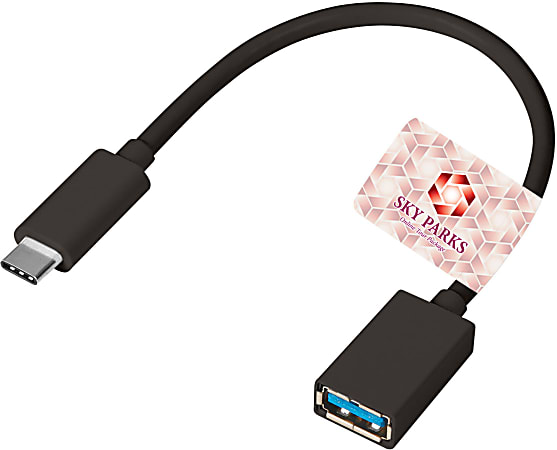 Custom USB Type-C Adapter Cable, 8", Black