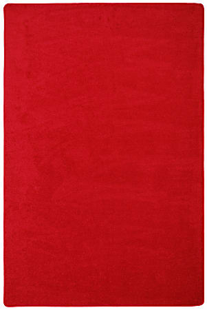 Joy Carpets Kid Essentials Solid Color Rectangle Area Rug, Endurance, 12' x 6', Red