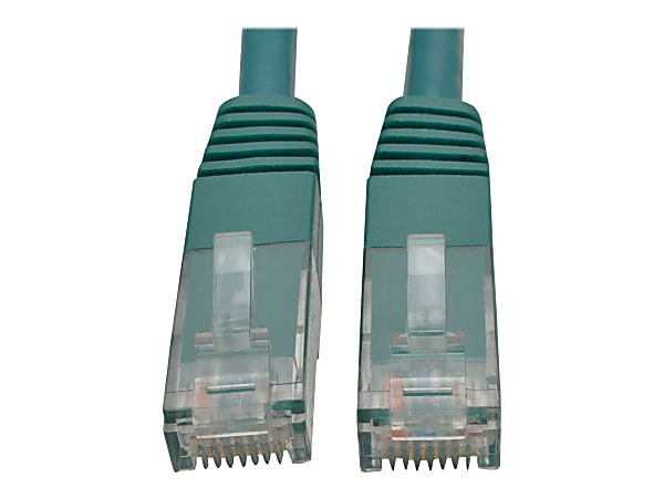 Tripp Lite Cat6 Cat5e Gigabit Molded Patch Cable RJ45 M/M 550MHz Green 35ft 35' - 128 MB/s - Patch Cable - 35 ft - 1 x RJ-45 Male Network - 1 x RJ-45 Male Network - Gold Plated Contact - Green