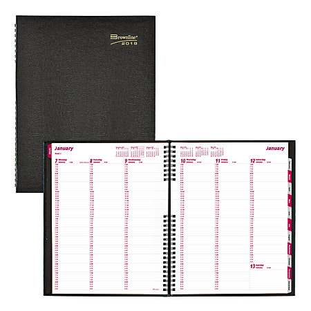 Brownline® CoilPro™ Weekly Appointment Book, 8 1/2" x 11", 50% Recycled, Black, January to December 2019