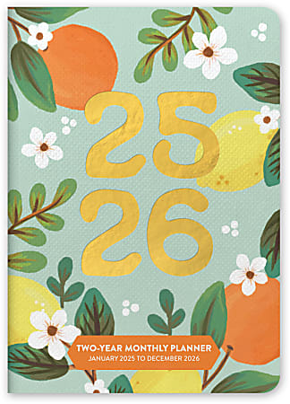 2025-2026 Orange Circle Studio 24-Month Monthly Pocket Planner, 6-1/2" x 4-5/8", Fruit & Flora, January To December