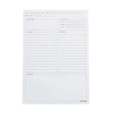 Russell & Hazel Desktop Daily Notepad, 10" x 7", White