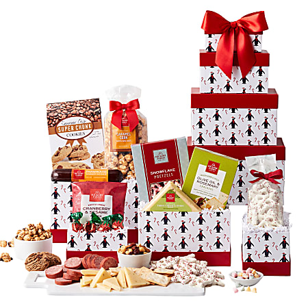 Givens Penguin Winter Party Gift Tower, Set Of 12 Pieces