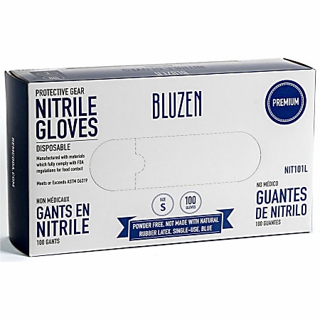 Remcoda Disposable Nitrile Gloves - 3 mil Thickness - Small Size - Nitrile - Blue - Durable, Comfortable - 100 / Box