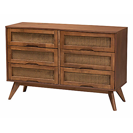 Baxton Studio Demeter Mid Century Modern Finished Wood 5 Piece Bedroom Set King Size Walnut Brown Office Depot