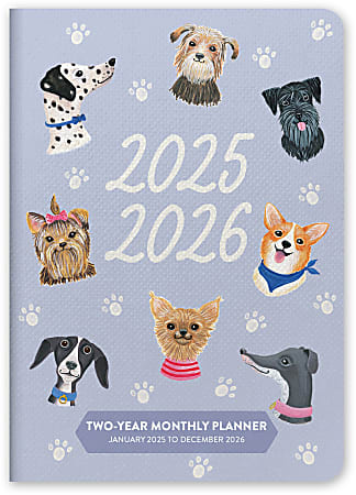 2025-2026 Orange Circle Studio 24-Month Monthly Pocket Planner, 6-1/2" x 4-5/8", Doggone Cute, January To December