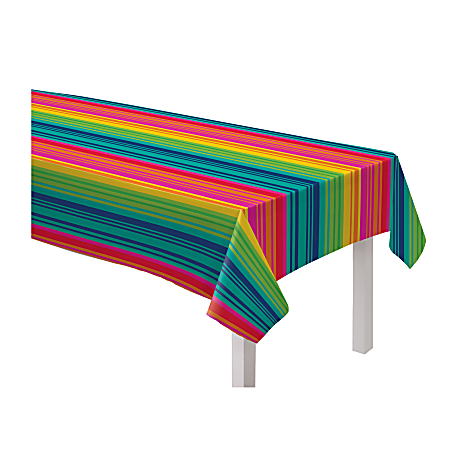Amscan Serape Stripe Flannel-Backed Vinyl Tablecloth, 52" x