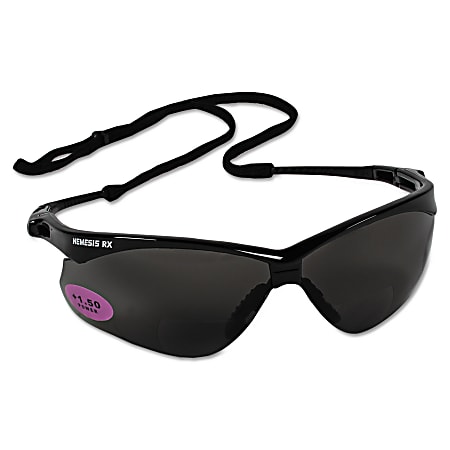 Jackson Safety V60 Nemesis RX Safety Eyewear, Black Frame Smoke Lens, +1.5 Diopter