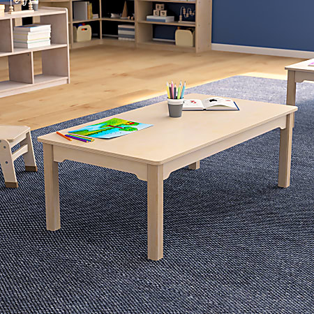 Flash Furniture Bright Beginnings Commercial Grade Rectangular Wooden Preschool Classroom Activity Table, 14-1/2”H x 23-1/2”W x 47-1/4”D, Beech
