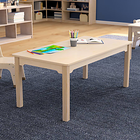 Flash Furniture Bright Beginnings Commercial Rectangular Wooden Preschool Classroom Activity Table, 18”H x 23-1/2”W x 47-1/4”D, Beech