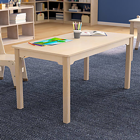 Flash Furniture Bright Beginnings Commercial Grade Rectangular Wood Preschool Classroom Activity Table, 21-1/4”H x 23-1/2”W x 47-1/4”D, Beech