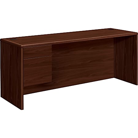 HON® 10700 72"W Left-Pedestal Computer Desk Credenza, Mahogany