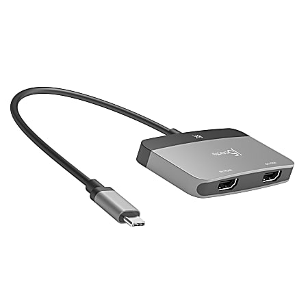 j5create 8K USB-C to HDMI Dual Display Adapter, Space Gray/Black, JCA465