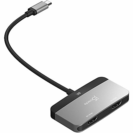 j5create 8K USB C to HDMI Dual Display Adapter Space GrayBlack