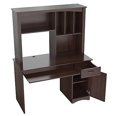 Inval Bandya Computer Desk/Workcenter With Hutch, Espresso-Wengue