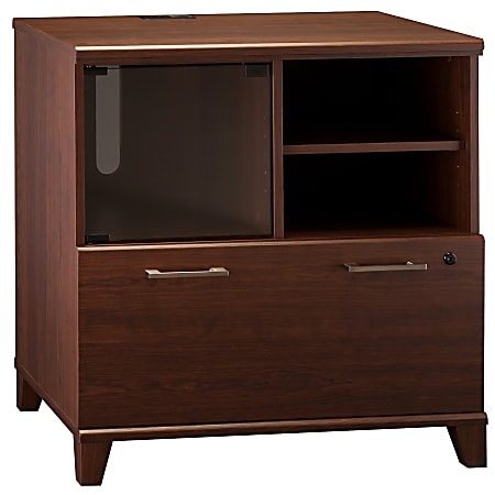 Bush Business Furniture Achieve 30"W Lateral 1-Drawer File Printer Stand Cabinet, Sweet Cherry, Standard Delivery