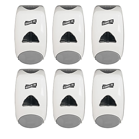 Genuine Joe 1250 ml Foam Soap Dispenser - Manual - 1.32 quart Capacity - Site Window, Soft Push, Sanitary-sealed, Refillable - White - 6 / Carton
