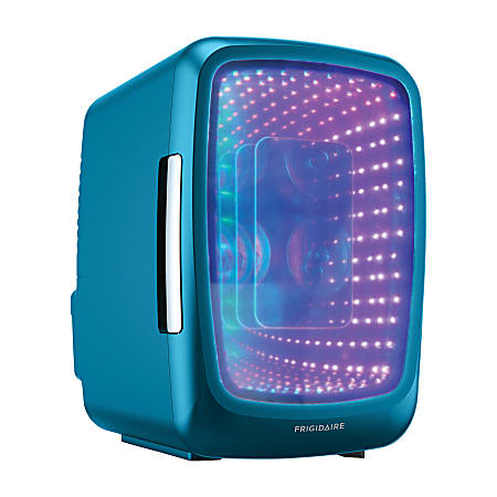 Frigidaire 0.14 Cu. Ft. 6-Can Retro Gaming Light-Up Portable Beverage Mini Fridge, Blue