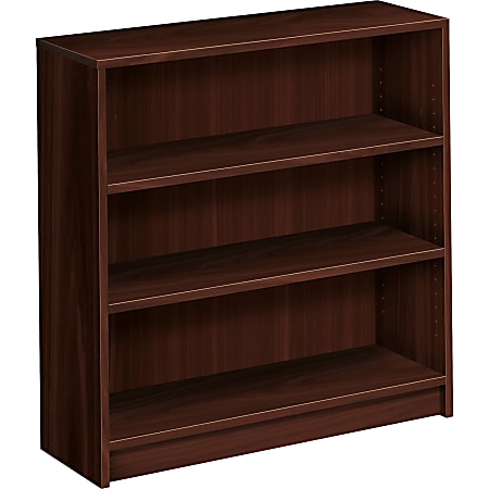 HON® 1870-Series Laminate Modular Shelving Bookcase, 3 Shelves (2 Adjustable), 36"H x 36"W x 11-1/2"D, Mahogany