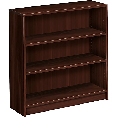 HON® 1870-Series Laminate Bookcase, 3 Shelves (2 Adjustable), Mahogany