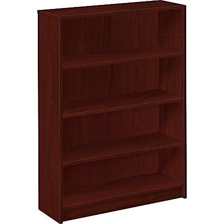 HON® 1870-Series Laminate Modular Shelving Bookcase, 4 Shelves (3 Adjustable), 49"H x 36"W x 11-1/2"D, Mahogany