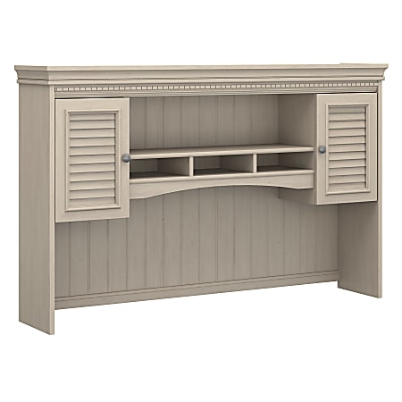 Bush Furniture Fairview 60"W L Shaped Desk Hutch, Antique White, Standard Delivery