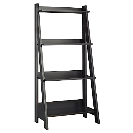 Bush Furniture Alamosa Ladder Bookshelf, Classic Black, Standard Delivery