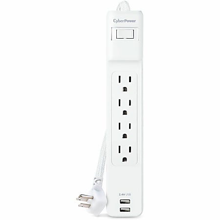 CyberPower P406U Home Office 4 - Outlet Surge Protector with 500 J Surge Suppression - Clamping Voltage 800V, 6 ft Cord, NEMA  - P406U